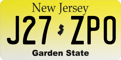 NJ license plate J27ZPO