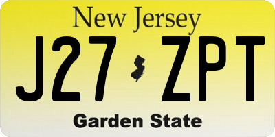 NJ license plate J27ZPT