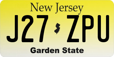 NJ license plate J27ZPU