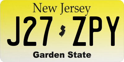 NJ license plate J27ZPY