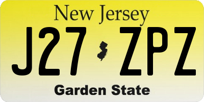 NJ license plate J27ZPZ