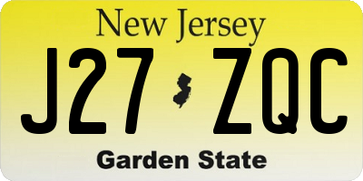 NJ license plate J27ZQC