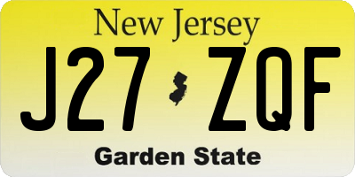 NJ license plate J27ZQF