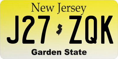NJ license plate J27ZQK