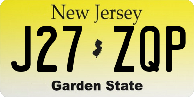 NJ license plate J27ZQP