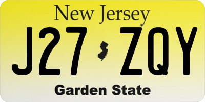 NJ license plate J27ZQY