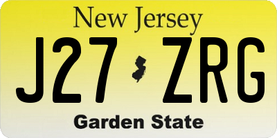 NJ license plate J27ZRG