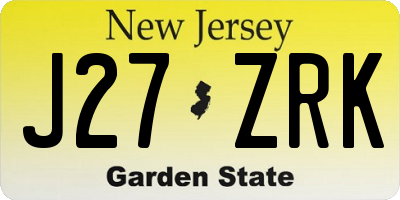 NJ license plate J27ZRK