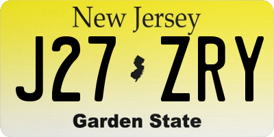 NJ license plate J27ZRY