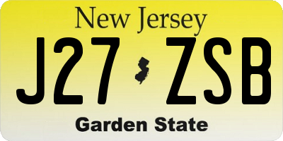 NJ license plate J27ZSB