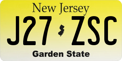 NJ license plate J27ZSC