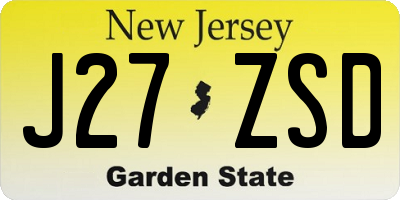 NJ license plate J27ZSD