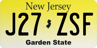 NJ license plate J27ZSF