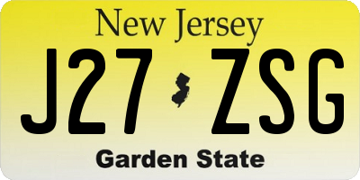 NJ license plate J27ZSG
