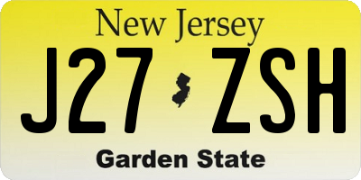NJ license plate J27ZSH