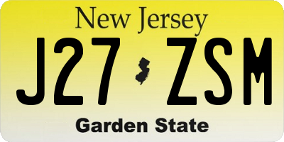 NJ license plate J27ZSM