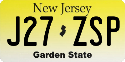 NJ license plate J27ZSP