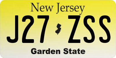 NJ license plate J27ZSS