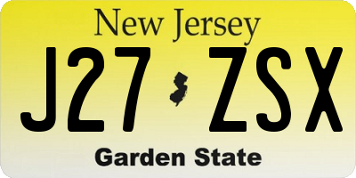 NJ license plate J27ZSX