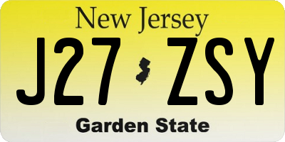 NJ license plate J27ZSY