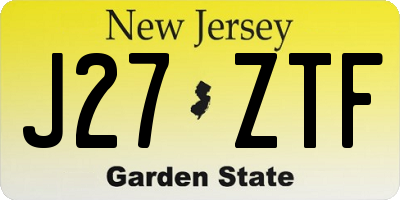 NJ license plate J27ZTF