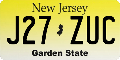 NJ license plate J27ZUC