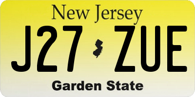 NJ license plate J27ZUE