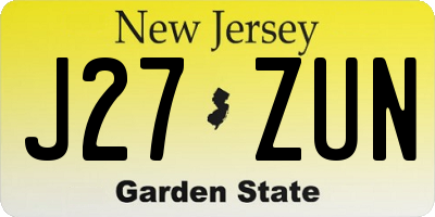 NJ license plate J27ZUN