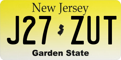 NJ license plate J27ZUT