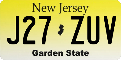 NJ license plate J27ZUV