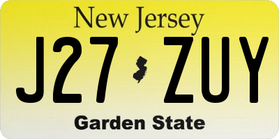 NJ license plate J27ZUY