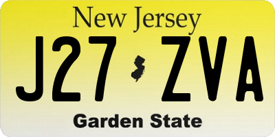 NJ license plate J27ZVA