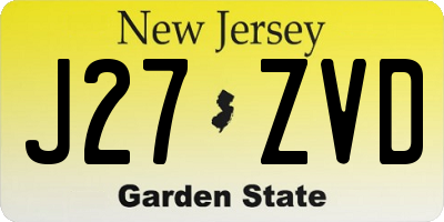 NJ license plate J27ZVD