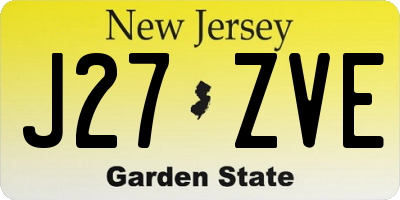 NJ license plate J27ZVE