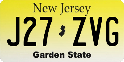 NJ license plate J27ZVG