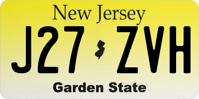 NJ license plate J27ZVH