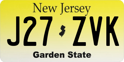 NJ license plate J27ZVK