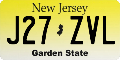 NJ license plate J27ZVL