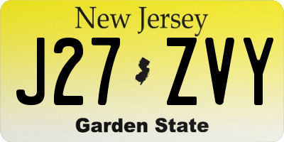 NJ license plate J27ZVY