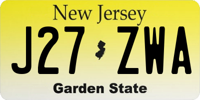 NJ license plate J27ZWA