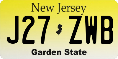 NJ license plate J27ZWB
