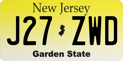 NJ license plate J27ZWD