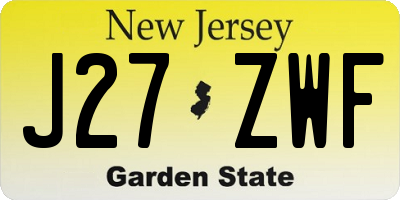 NJ license plate J27ZWF