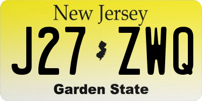 NJ license plate J27ZWQ