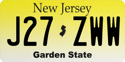NJ license plate J27ZWW