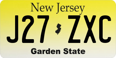 NJ license plate J27ZXC