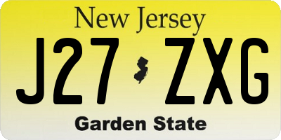 NJ license plate J27ZXG
