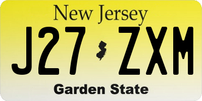 NJ license plate J27ZXM