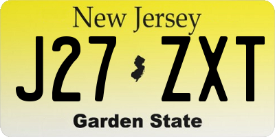 NJ license plate J27ZXT
