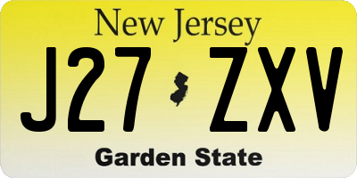 NJ license plate J27ZXV